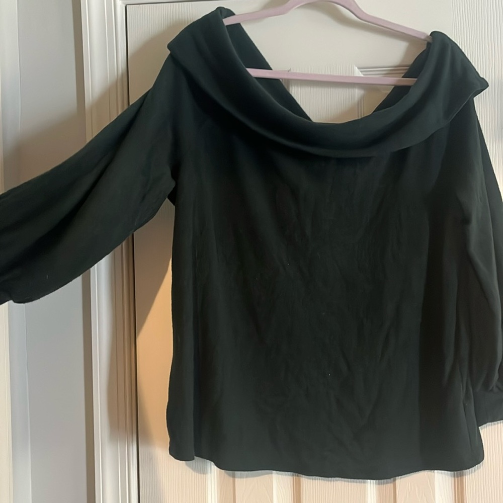 Hunter green off the shoulder sweater